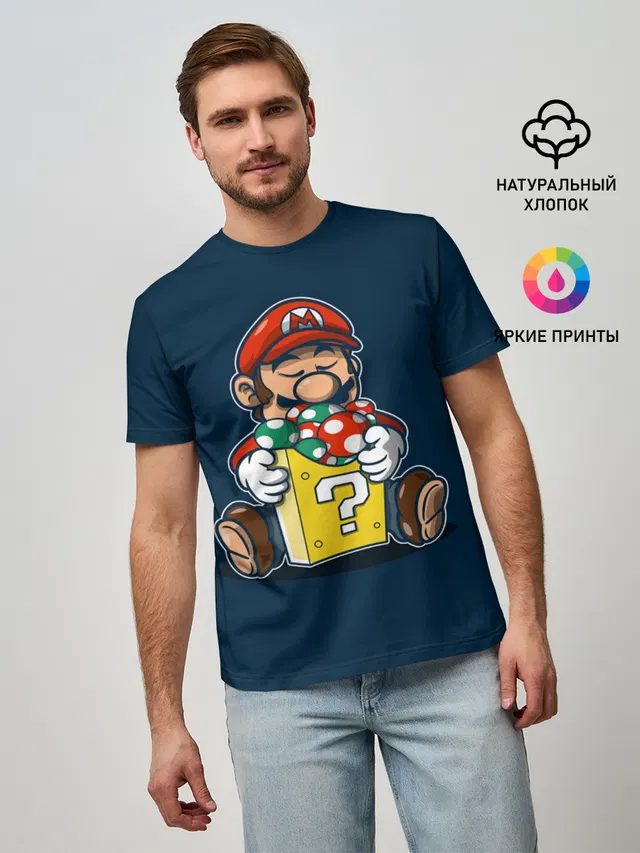 Мужская базовая футболка с принтом «Super Mushroom»