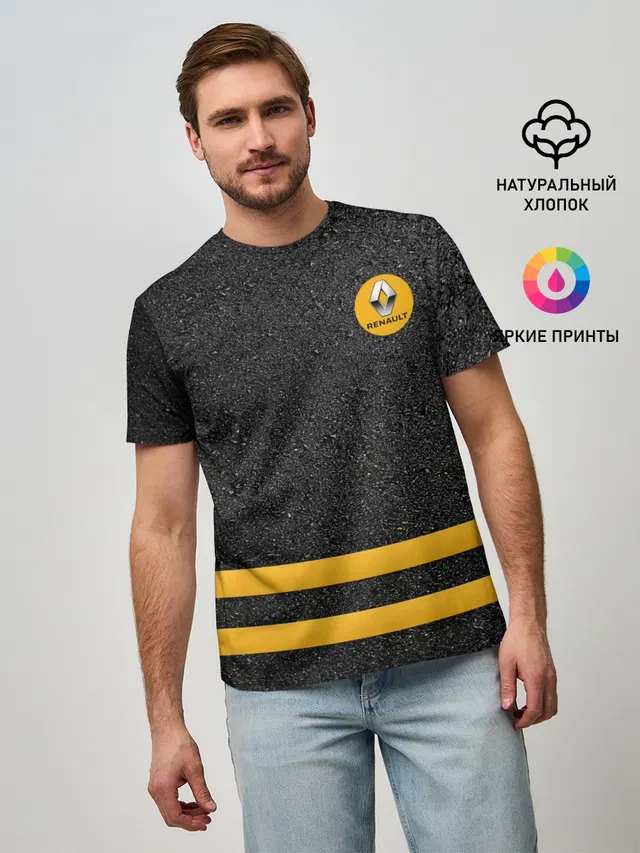 Мужская базовая футболка с принтом «Renault Passion for life — Passion for life»