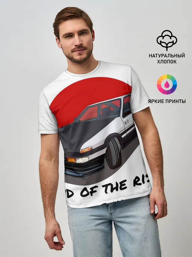 Мужская базовая футболка с принтом «Toyota Sprinter Trueno AE86 — Land of the rising sun»