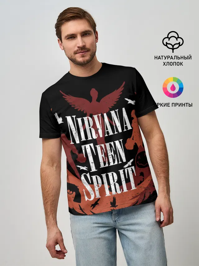 Мужская базовая футболка с принтом «Nirvana Teen Spirit»