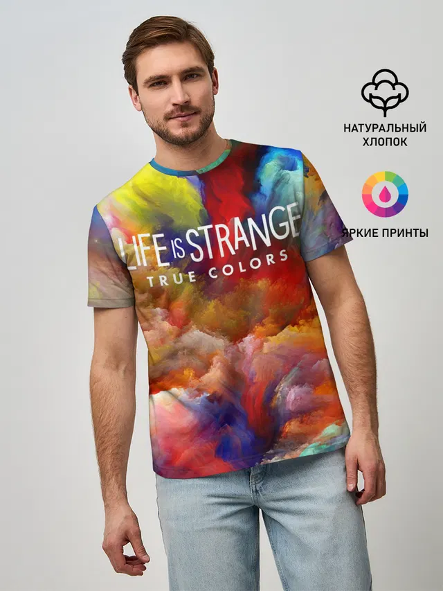Мужская базовая футболка с принтом «LiS True Colors — Life is Strange True Colors»
