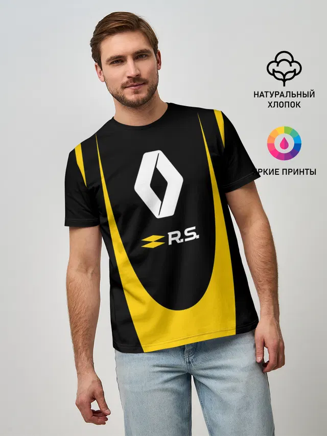 Мужская базовая футболка с принтом «Renault Sport»