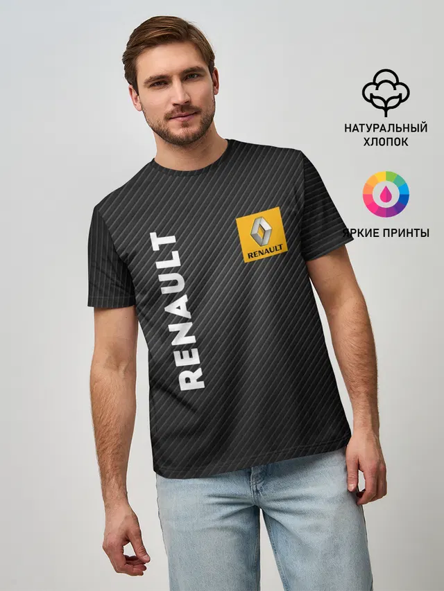 Мужская базовая футболка с принтом «Renault logo»