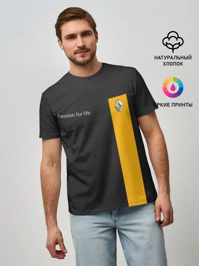 Мужская базовая футболка с принтом «Renault»
