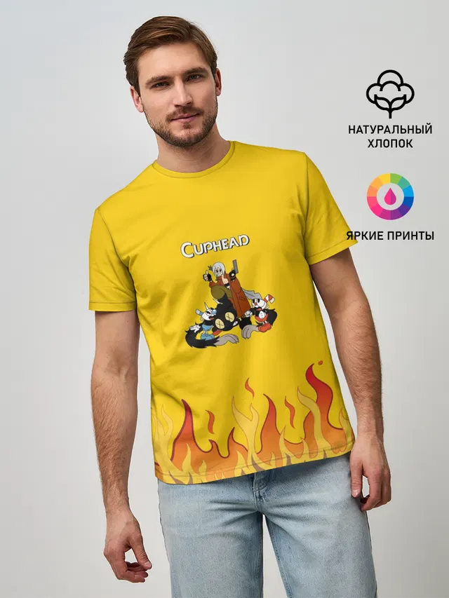 Мужская базовая футболка с принтом «Cuphead Данте — ДАНТЕ»