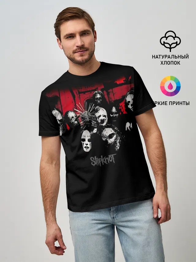 Мужская базовая футболка с принтом «Slipknot Группа»
