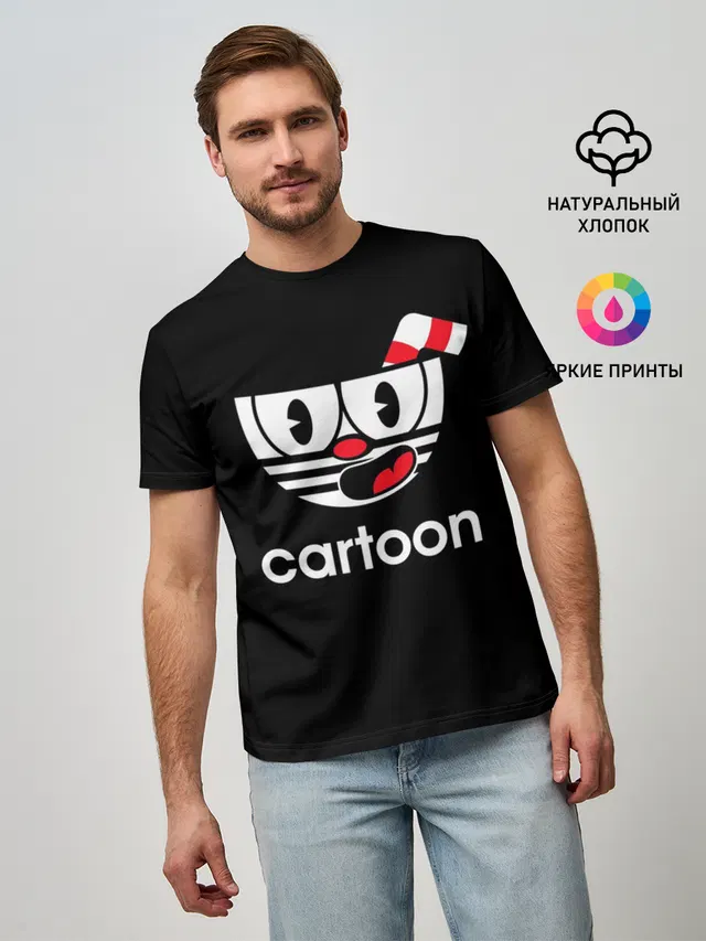 Мужская базовая футболка с принтом «cartoon — КАПХЕД»