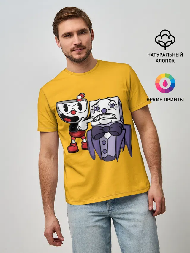 Мужская базовая футболка с принтом «Cuphead (game)»
