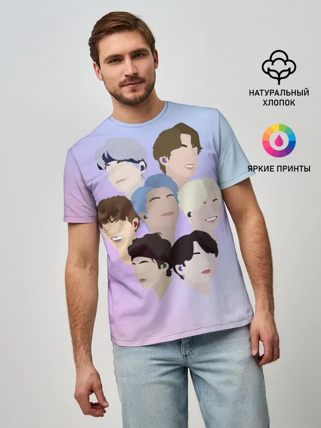 Мужская базовая футболка с принтом «БТС Bangtan Boys BTS»