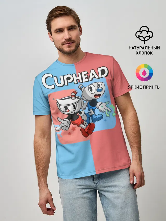 Мужская базовая футболка с принтом «Caphead»