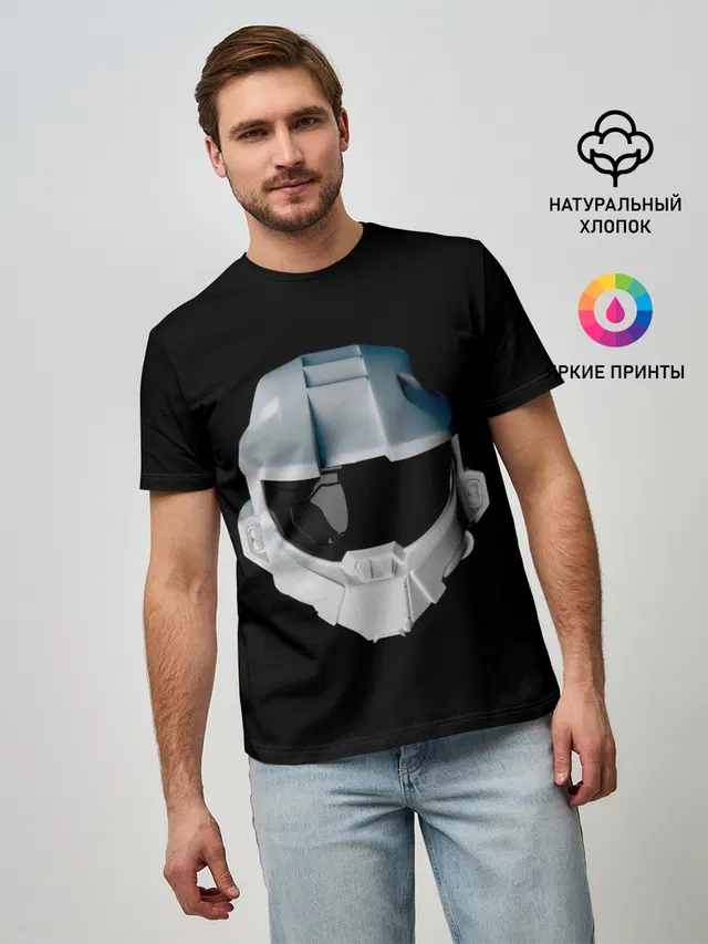 Мужская базовая футболка с принтом «Master Chief — Halo Infinite White»