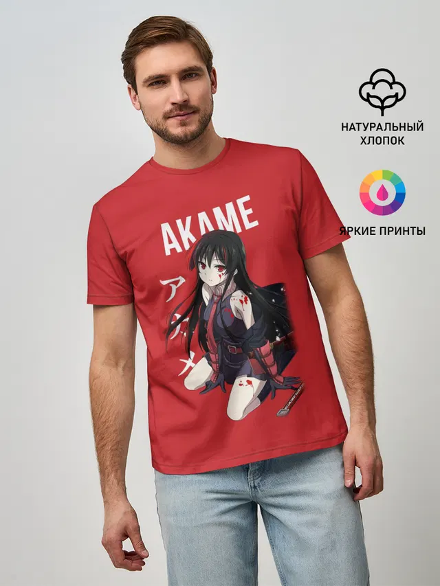 Мужская базовая футболка с принтом «Akame — Убийца Акамэ! — Akame ga Kill!»