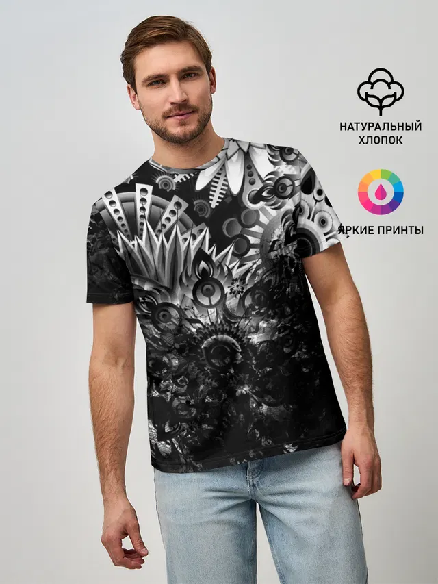 Мужская базовая футболка с принтом «Floral Pattern»
