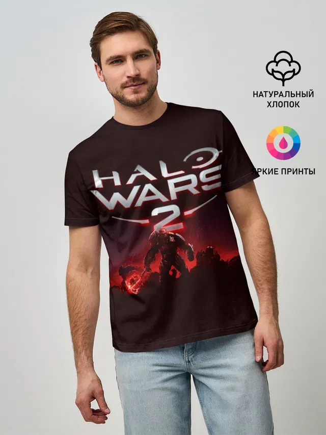 Мужская базовая футболка с принтом «Halo Wars 2»