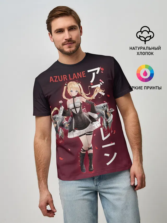 Мужская базовая футболка с принтом «azur lane»