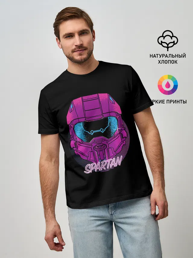 Мужская базовая футболка с принтом «Halo Neon»