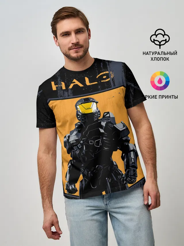 Мужская базовая футболка с принтом «Halo Chef»