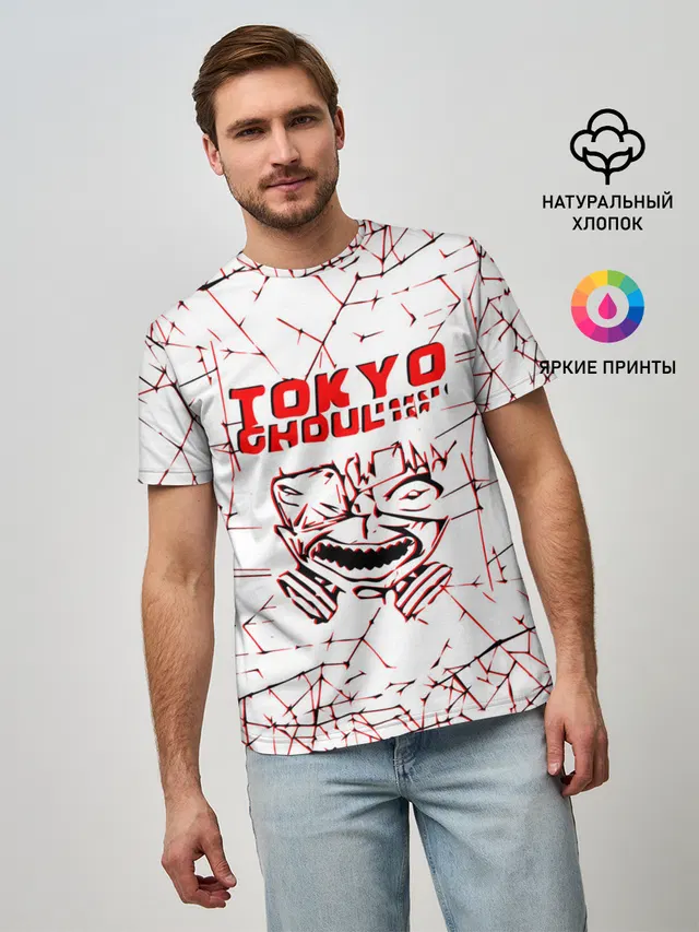 Мужская базовая футболка с принтом «tokyo - ghoul»