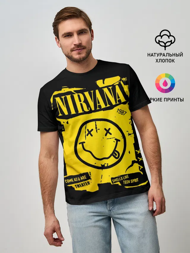 Мужская базовая футболка с принтом «Nirvana 1987»