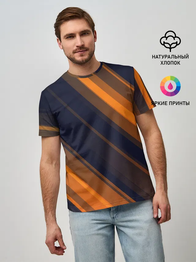 Мужская базовая футболка с принтом «Orange — ORANGE Black»
