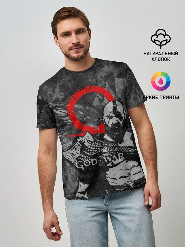 Мужская базовая футболка с принтом «GOD OF WAR Kratos»