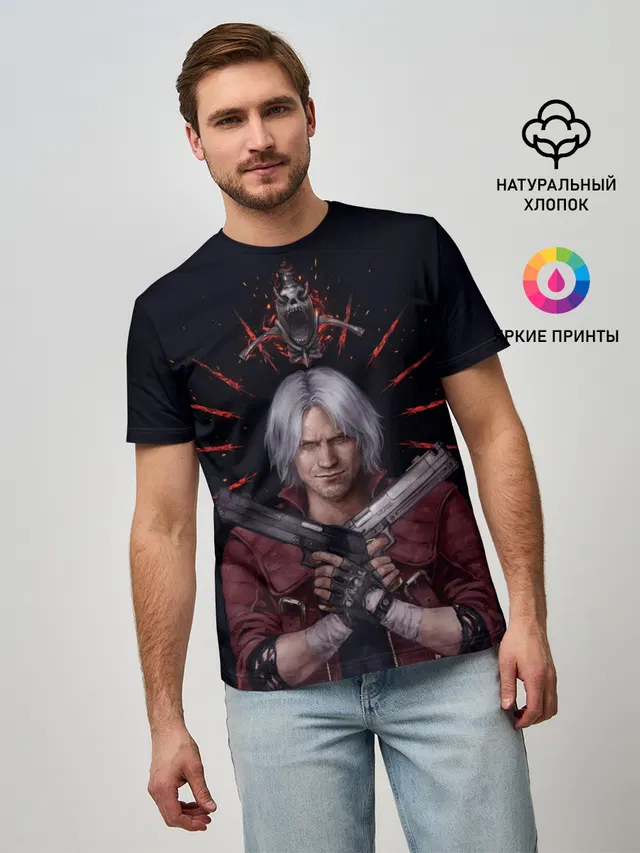 Мужская базовая футболка с принтом «Devil May Cry — Saint Dante»
