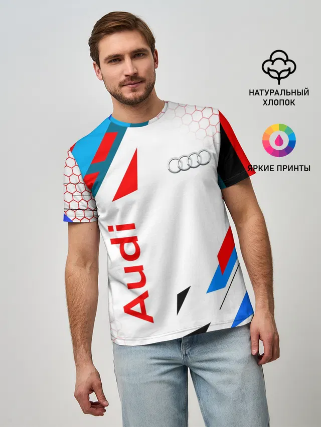 Мужская базовая футболка с принтом «Audi — SPORT»