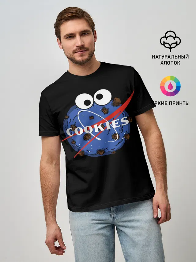 Мужская базовая футболка с принтом «Cookies»