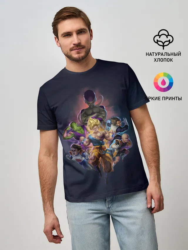 Мужская базовая футболка с принтом «Dragon ball Team»