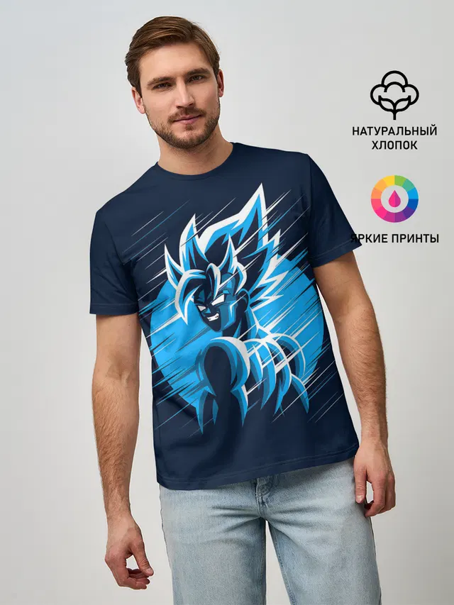 Мужская базовая футболка с принтом «Dragon Ball Z Art»