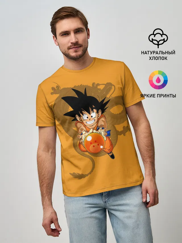 Мужская базовая футболка с принтом «Kid Goku»