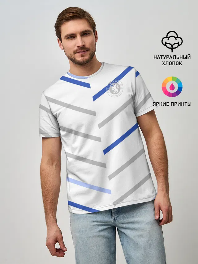 Мужская базовая футболка с принтом «Челси — FC Chelsea — Fresh Top»
