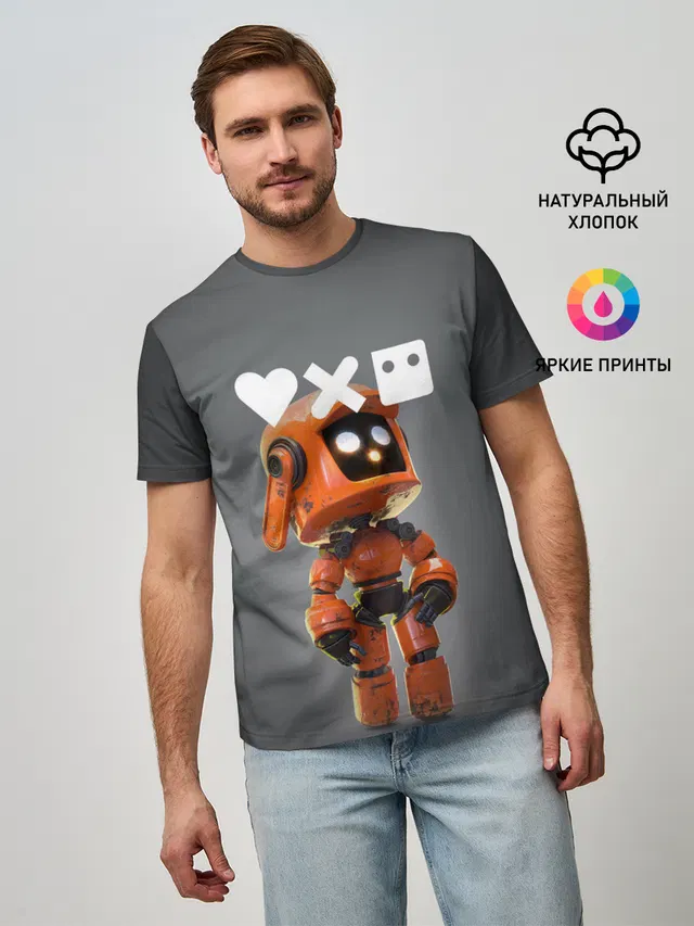 Мужская базовая футболка с принтом «Robot — K-VRC»