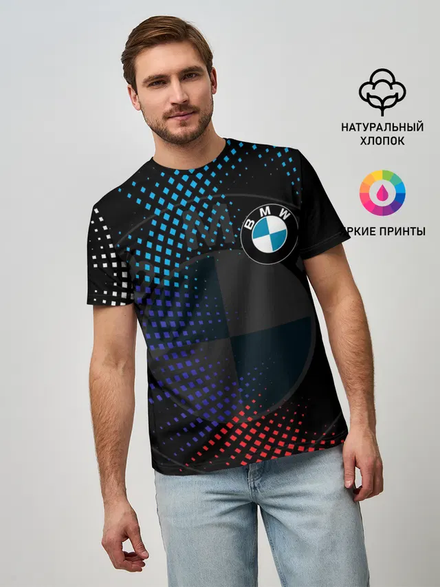 Мужская базовая футболка с принтом «BMW — M COMPETITION»