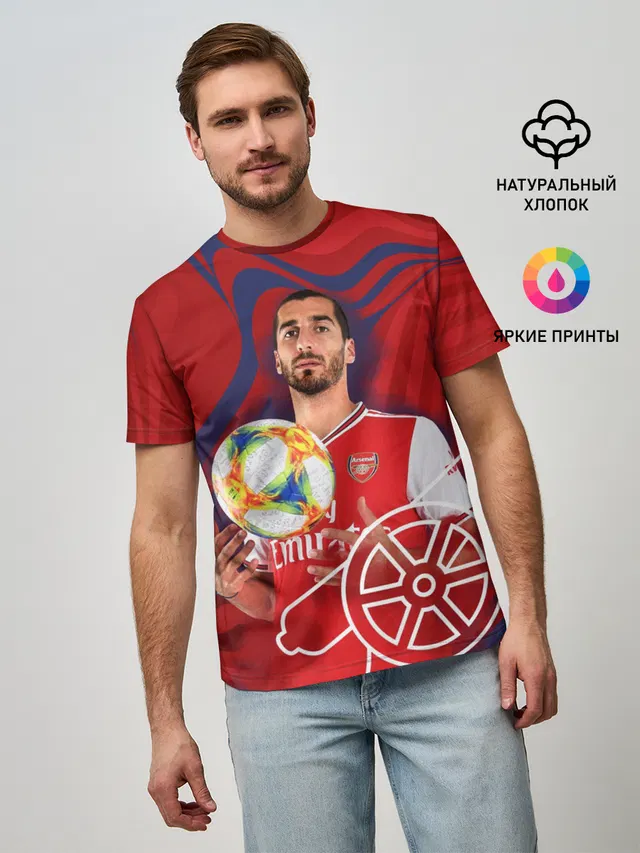 Мужская базовая футболка с принтом «Генрих Мхитарян — Henrikh Mkhitaryan — Arsenal»