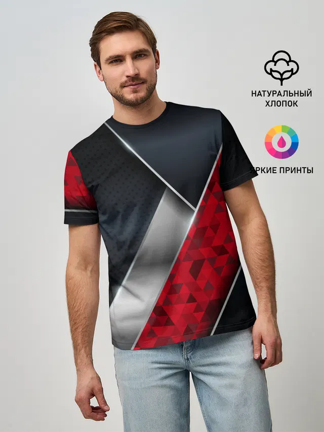 3D BLACK AND RED METAL