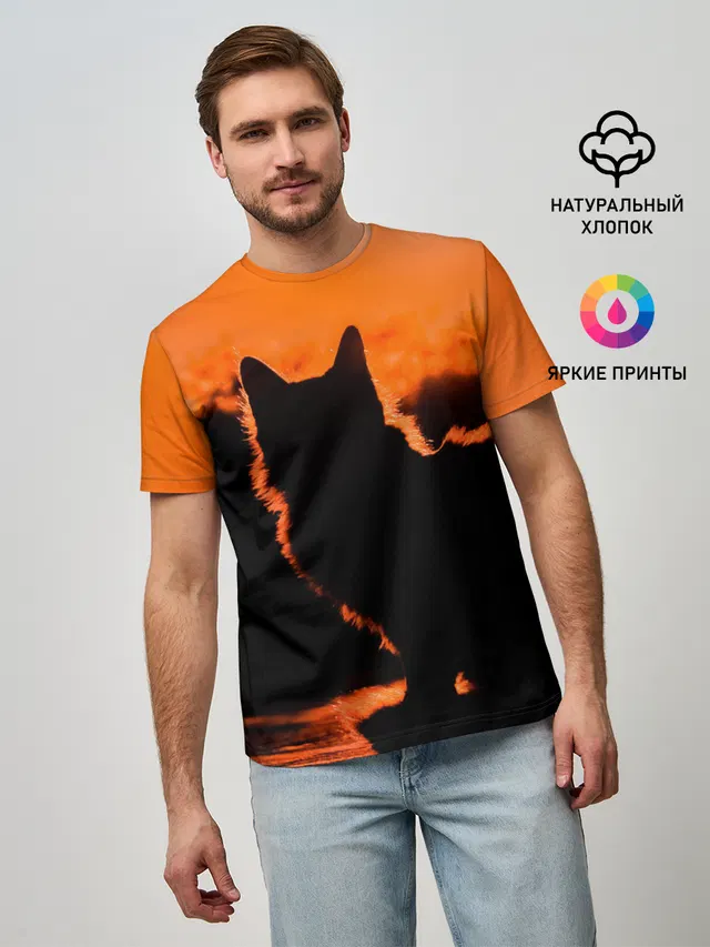 Котенок на фоне заката