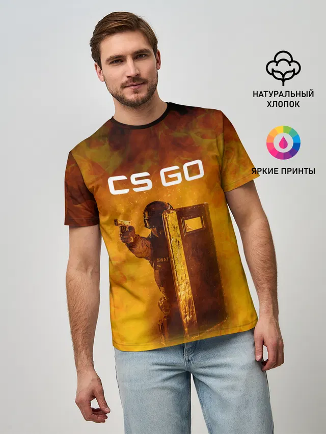 Мужская базовая футболка с принтом «Counter-Strike — CS GO SWAT»