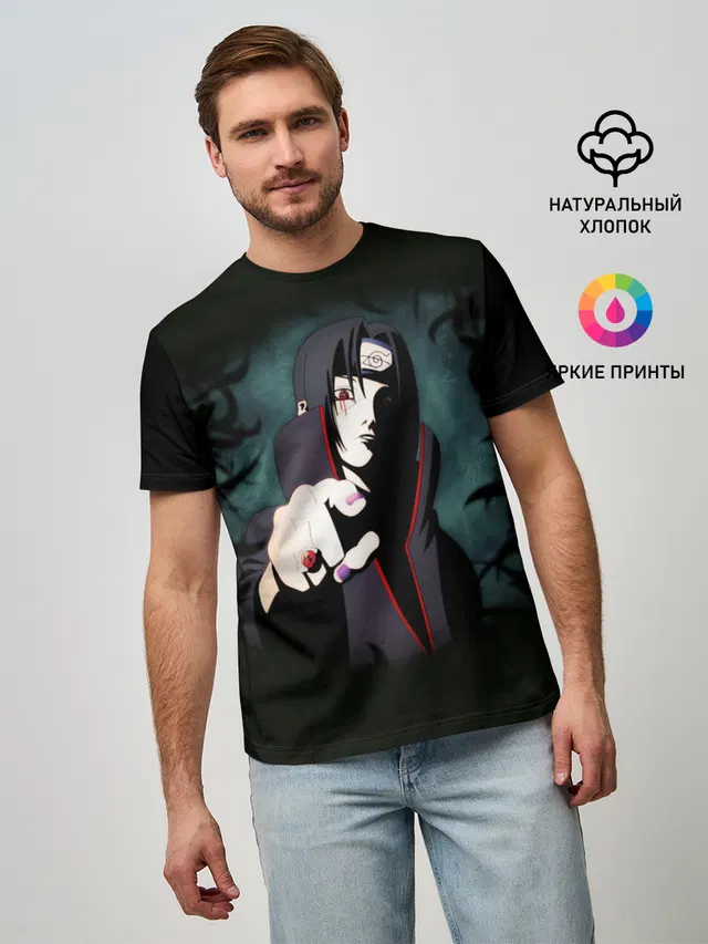 Мужская базовая футболка с принтом «Итачи Аниме | Anime Itachi»