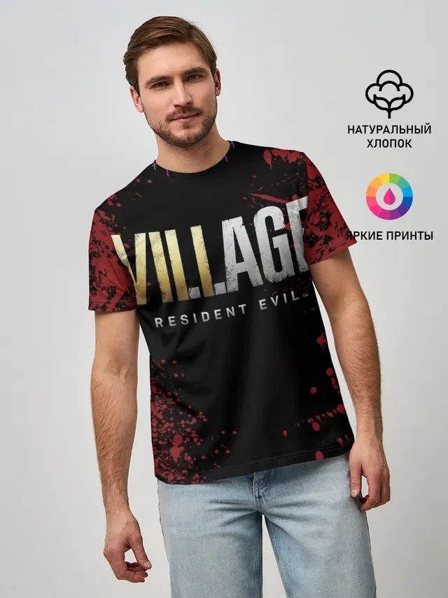 Мужская базовая футболка с принтом «Resident Evil Village логотип»
