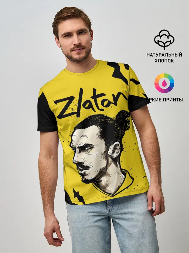 Мужская базовая футболка с принтом «Златан Ибрагимович — ZLATAN»