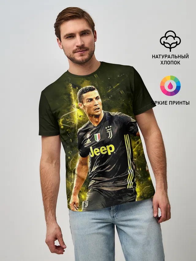 Мужская базовая футболка с принтом «Ювентус — Cristiano Ronaldo»