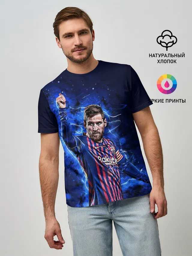 Мужская базовая футболка с принтом «Барселона — Lionel Messi — 10»