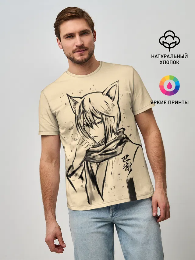 Мужская базовая футболка с принтом «Очень приятно, Бог — Kitsune Tomoe»