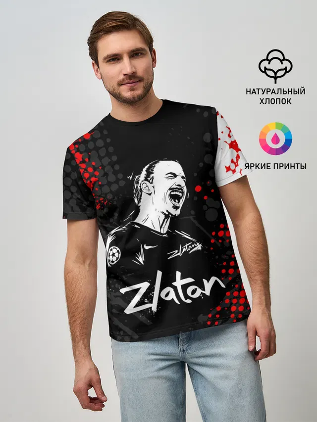 Мужская базовая футболка с принтом «Златан Ибрагимович — ZLATAN»