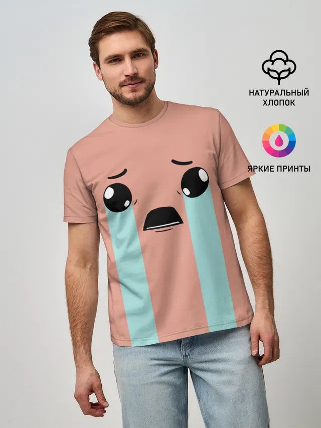 Мужская базовая футболка с принтом «The Binding of Isaac — Crying Isaac»