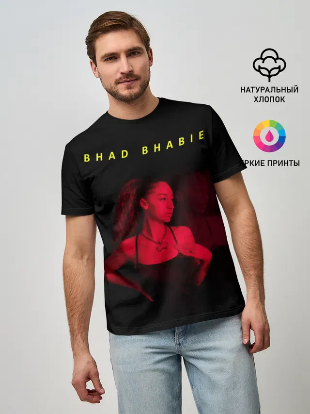 Мужская базовая футболка с принтом «Bhad Bhabie — Bad Fabi»