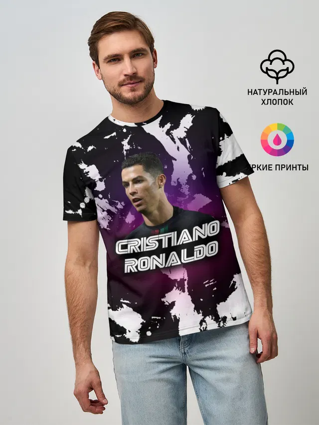 Мужская базовая футболка с принтом «Криштиану Роналду — Cristiano Ronaldo»
