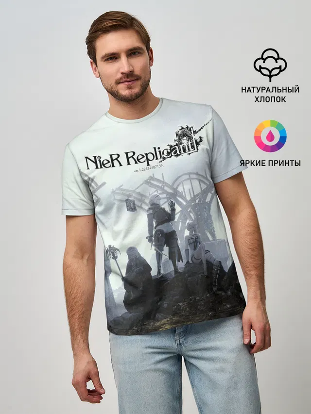 Мужская базовая футболка с принтом «NieR Replicant»