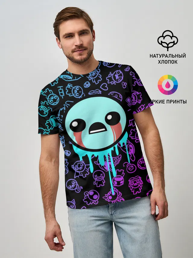 Мужская базовая футболка с принтом «The Binding of Isaac — Blue Isaac»